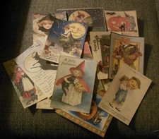 Set of 16 LARGE Primitive/Vintage  Halloween vintage images Set #1 Junk journal picture