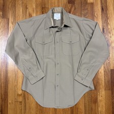 VTG 70s USMC Khaki Dress Uniform Shirt Mens 16.5 35 Beige Pleated Point Collar picture