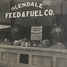 Vintage Snapshot Photograph Store Window Glendale Feed & Fuel CA Jewel City picture