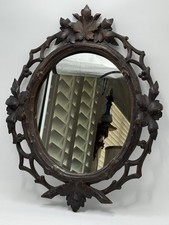 Bavarian Black Forest Carved Oval Hanging Frame 22” x 17” picture