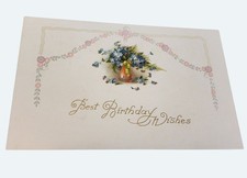 Antique Embossed Floral Best Birthday Wishes Postcard picture