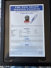 Robert O’Neil Signed PSA Authentic FBI Osama Bin Laden Wanter Poster Framed picture