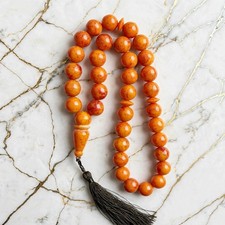 Rare Antique German Bakelite Qamar Deen Misbaha Tasbih 33 Beads 13mm 111g  picture