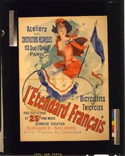 Photo:Paris France 1891 Woman Riding Bicycle Poster L'Etendard fran�ais picture