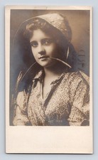 1899 RPPC Portrait of A Hay Seed Farm Girl Postcard picture