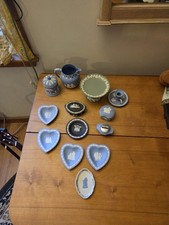 Wedgwood Jasperware collection, including classic blue, green, and black picture