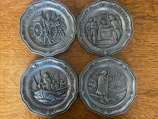 Vintage 1973 Sexton Pewter 4 Piece American Revolution Collector Plates picture
