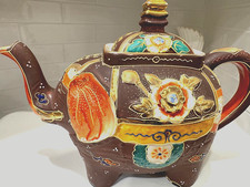 Vintage Japanese  Moriage Satsuma Gilded ELEPHANT Teapot 12