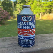 VTG 1960’s SNAP Gas Line Anti-Freeze Can Cone Top Unopened Full NOS 11oz picture