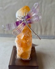 Fluorite/Silver Dragonfly on Citrine  5 1/2 