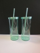 2 X Mainstays 20oz Plastic Tumbler with Screw Top Lid and Straw G3 picture