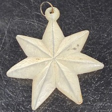 Vintage Celluloid 8-Point Star Pendant Cream Plastic Starburst Ornament 1.25