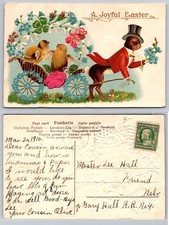 Standard Easter Bunny Chicks Wagon Postcard picture