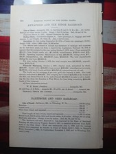 ~1878 Train Report ANNAPOLIS & ELK RIDGE RAILROAD Maryland Rare 20 Mile RR  picture
