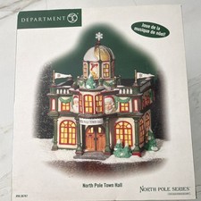 Department 56 North Pole Series Town Hall Village Building Lighted Musical picture