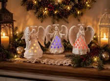 Vintage 2013 Home Reflections QVC Set of 3 LED Lighted Angel Ornaments NOS Box picture