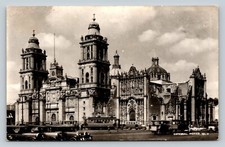 c1940s RPPC Metropolitan Cathedral, Mexico City Classic Cars VINTAGE Postcard picture