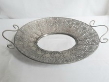 Vintage Domain Silver Filigree Mirrored Vanity Tray Hollywood Regency PRISTINE picture