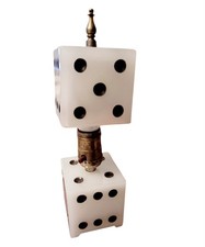 Vintage 1930s Dice Milk Glass Table Lamp 10”  Art Deco See Note  picture