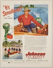 1952 Print Ad Johnson Sea-Horse 25 Outboard Motor Actor Gary Cooper Distant Drum picture