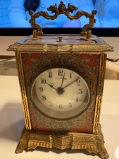Antique French Enameled Gilt Brass Carriage Clock picture