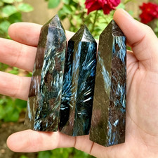 Natural Arfvedsonite Tower Point Polished Crystal Obelisk Specimen Home Decor picture