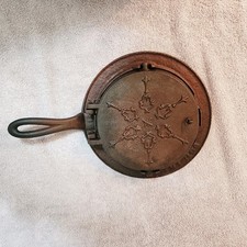 Antique A & J  Cox, Cast Iron Flip Waffle Iron & Base. Marked 7  8  PHILDA Used  picture