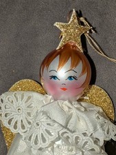 Soffieria De Carlini Angel Glass Christmas Ornament W/ Gold Paper Wings 6