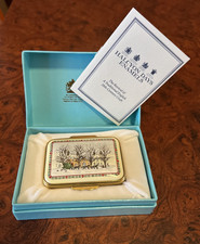Vintage Halcyon Days Tiffany & Co Designed Enamel Box Winter Holiday Scene picture
