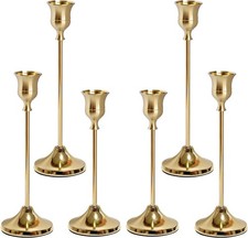 Gold Candlestick Holders Set of 6, Weighted Base 3 heights, wide weighted base,  picture