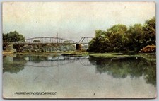 1908 Mahoning River Bridge Warren Ohio ANTIQUE Postcard 8258 picture