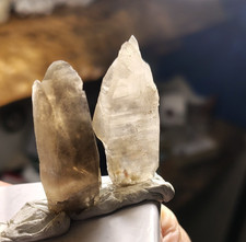 WOW TWO SMOKEY QUARTZ CRYSTALS TARRYALL MNT . COLORADO TABBY KILLER BUMP LINES🤯 picture