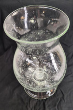 Vintage Clear Bubble Glass Candle Vase Art Hand Blow 11 Inches Tall Center Piece picture