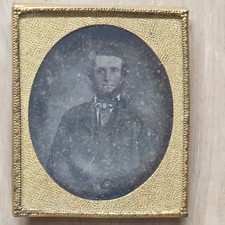 Antique 1/6 Plate Ambrotype / Tintype Photo Portrait Gentleman Chinstrap Beard 1 picture
