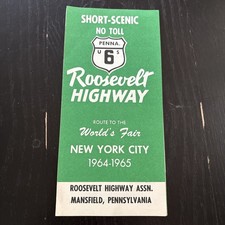 1964 NY Worlds Fair US 6 Roosevelt Highway Assn Mansfield PA Road Map Pamphlet picture