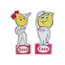 Esso Salute Oil Drop Boy & Girl Set Gasoline Die Cut Plate 12-in Aluminum Sign picture