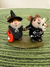 Wee Forest Folk M-155 Littlest Witch & Skeleton 1987 AP WFF Mint Halloween picture