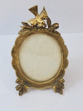Vintage Matson F1742 61B 24kt Gold Plated Bird & Dogwood Oval Photo Frame picture