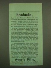 1886 Ayer's Pills Ad - Headache picture