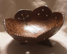 Vintage Handcarved Coconut Shell Trinket Dish/Bowl picture