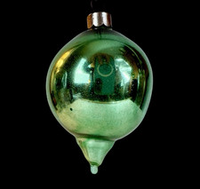 VTG 40's HEIM Glass Bubble Tear Drop Ornament Christmas Green US of A 3