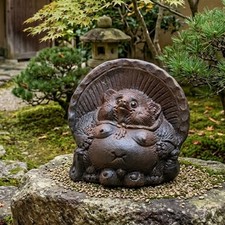 Shigaraki Ware Tanuki Japanese Raccoon Dog Statue Pottery Lucky Charm Japan NEW picture