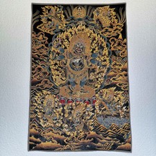 Nepal Thangka Mahakala Wall Hanging Tibetan Embroidery Buddha Art 60*40cm picture