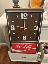 Vintage 1970s-1980s Woodgrain And Plastic Decorative Coca-Cola Wall Clock picture