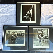 Set of 3 Framed Black & White Superman Print Photographs picture
