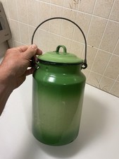 VERY RARE MINT GREEN IVORY FADE MILK/CREAM CAN 1900s GRANITEWARE ENAMELWARE picture