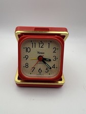 Vintage Venus Quartz Travel Alarm Clock Red Folding Case Retro picture
