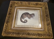 Signed Charles Bragg Etching Framed Cat Art Print picture
