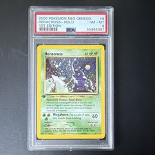 2000 Pokémon Neo Genesis 1st Edition Holo Heracross #6/111 PSA 8 Graded picture