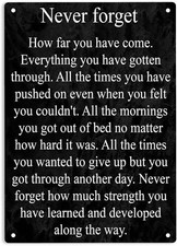 Never Forget How Far You Have Come Tin Metal Signs Home Décor 8x12 picture